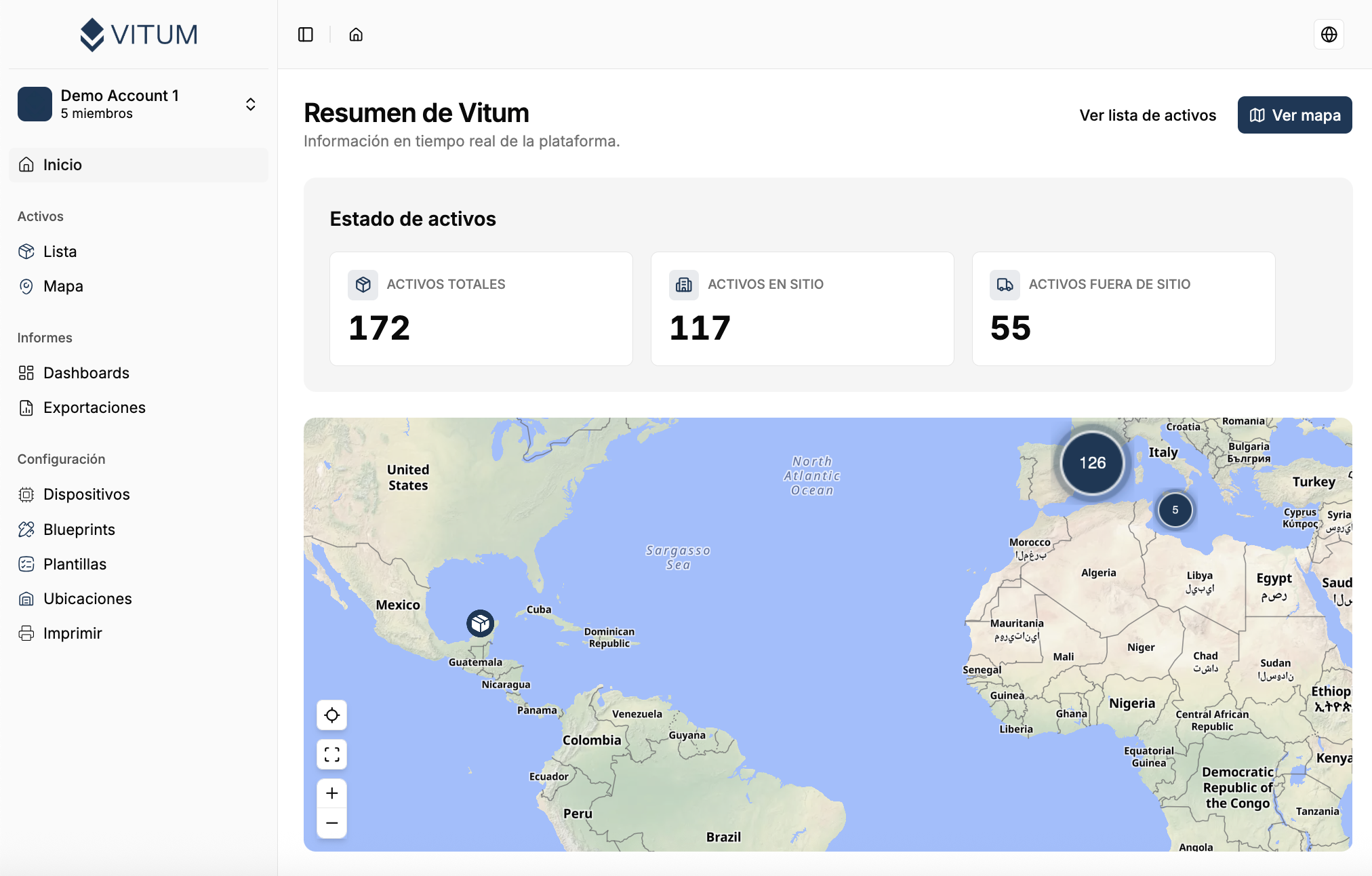 Interfaz de Vitum Asset Hub para la gestión de activos retornables